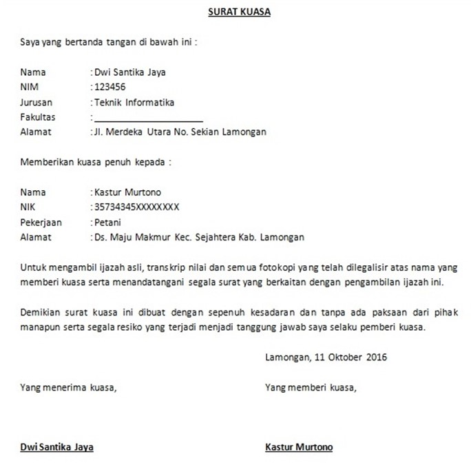 Detail Surat Kuasa Instansi Nomer 45