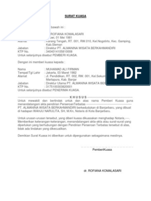 Detail Surat Kuasa Notariil Nomer 23