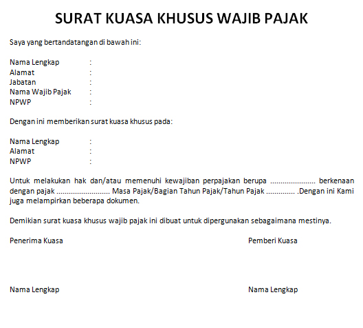 Detail Surat Kuasa Npwp Nomer 42