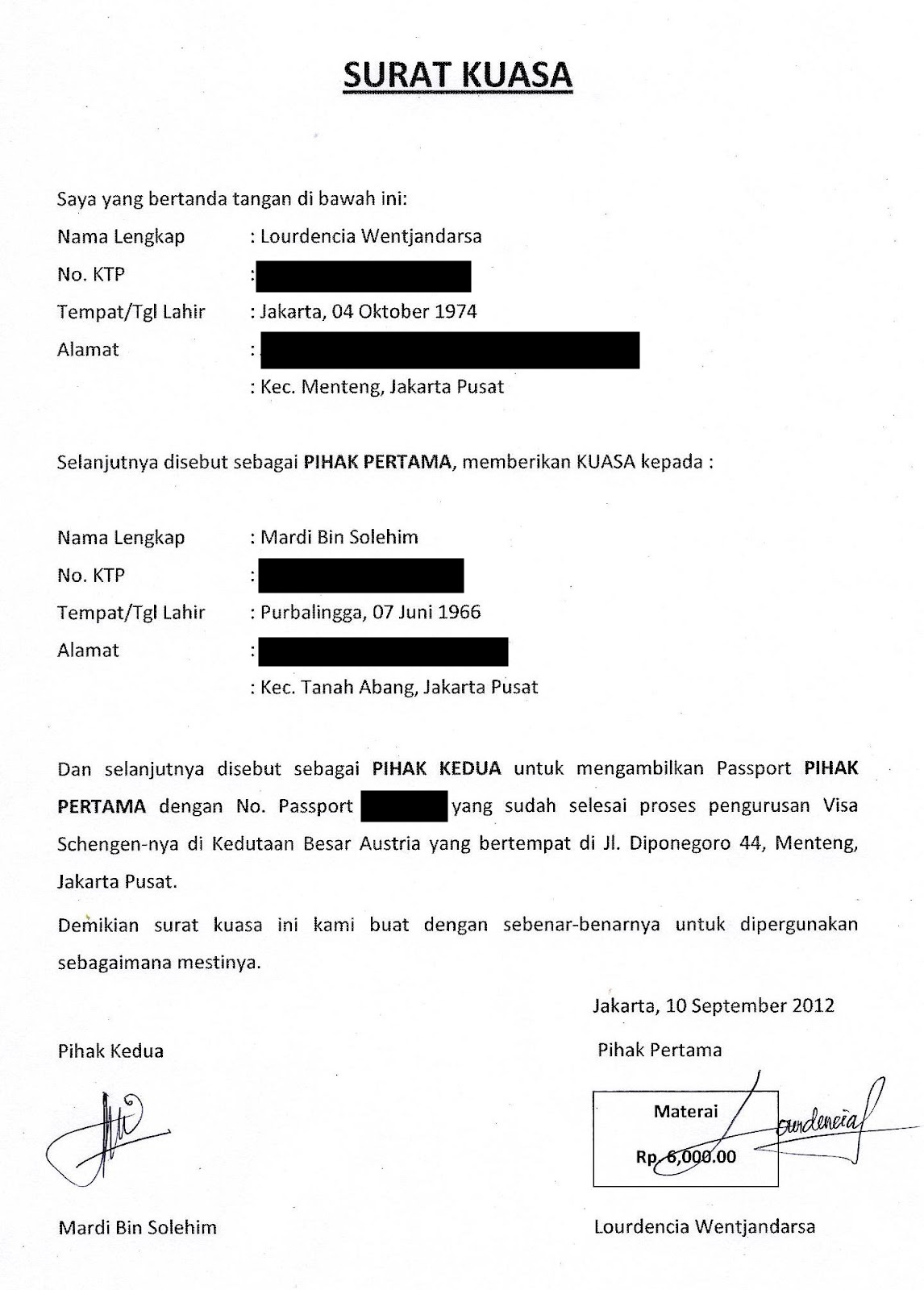 Detail Surat Kuasa Pakai Materai Nomer 41