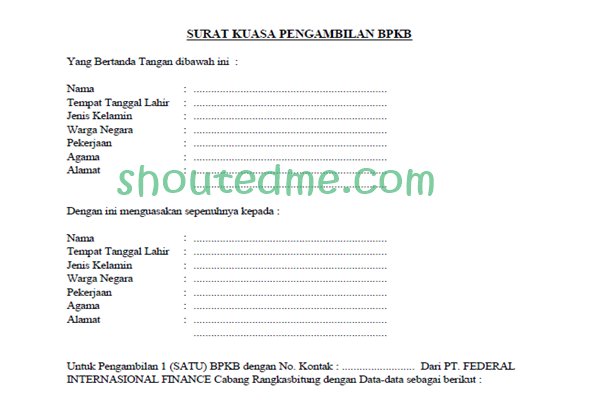 Detail Surat Kuasa Pengambilan Bpkb Motor Nomer 33