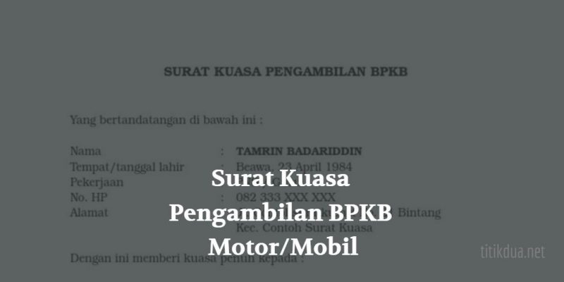 Detail Surat Kuasa Pengambilan Bpkb Motor Nomer 43