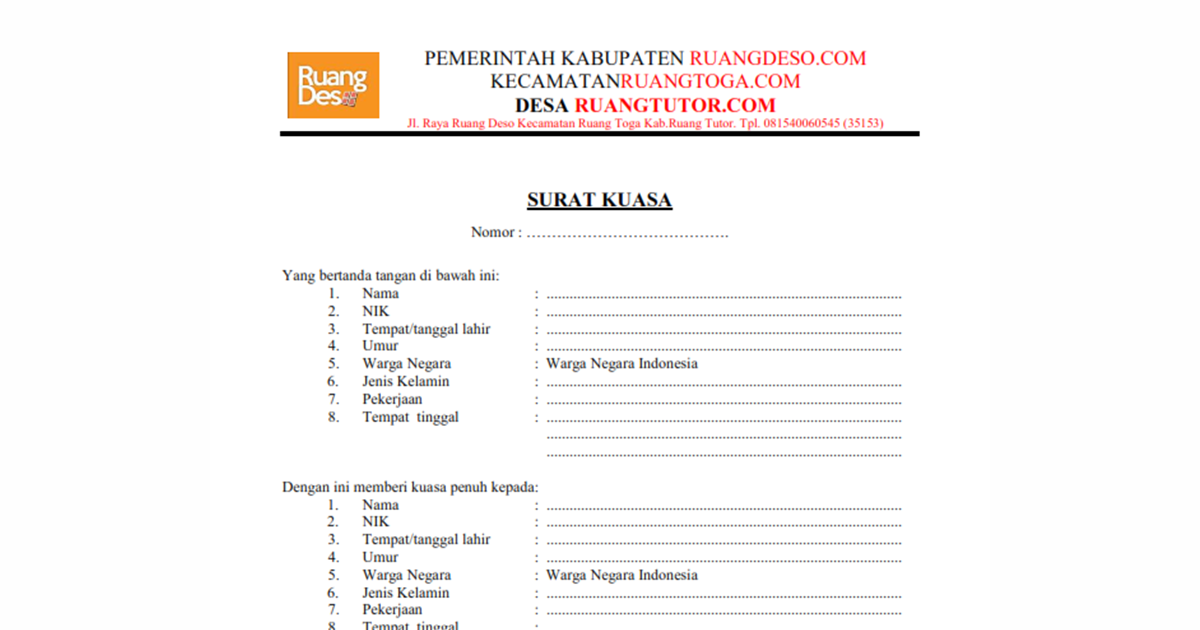 Detail Surat Kuasa Pengambilan Bst Nomer 54