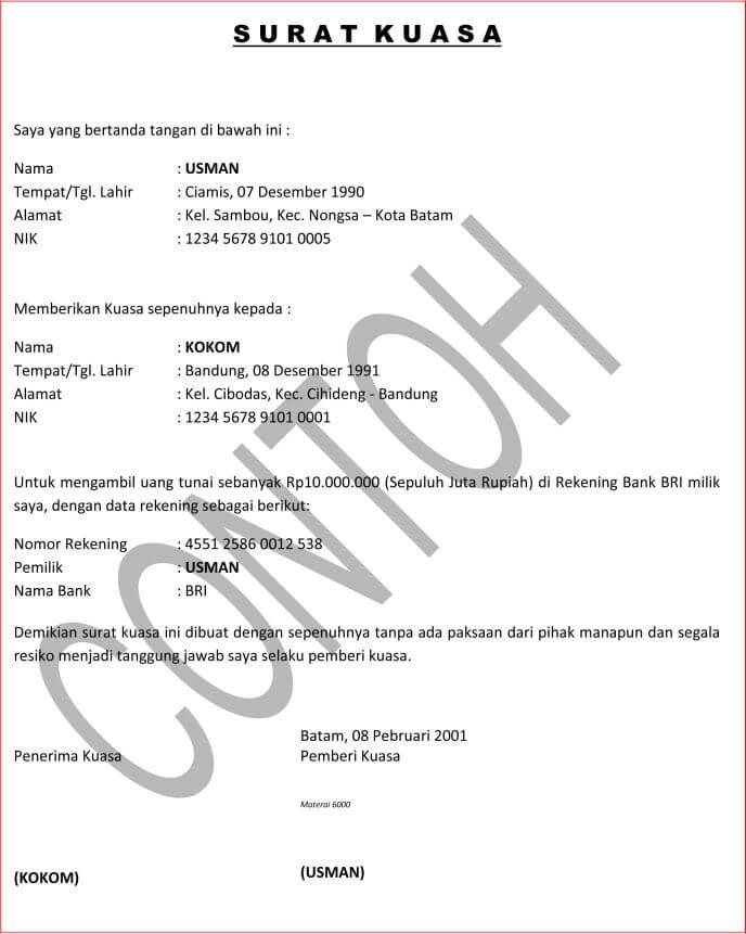 Detail Surat Kuasa Pengambilan Bst Nomer 8