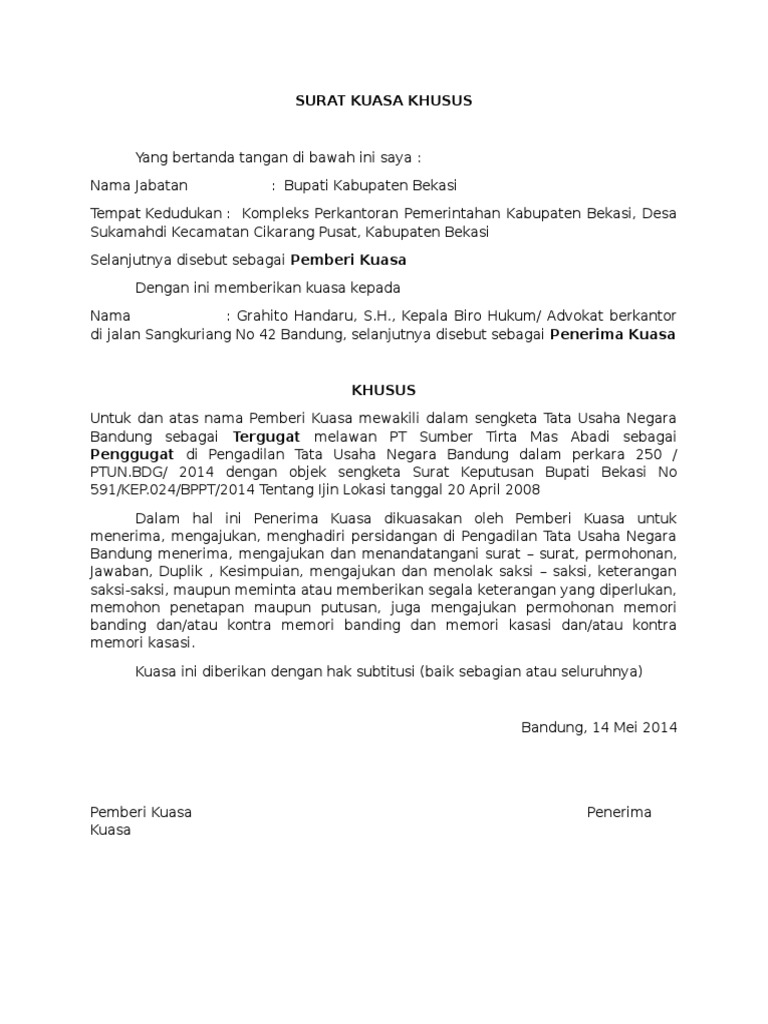 Detail Surat Kuasa Penggugat Nomer 8