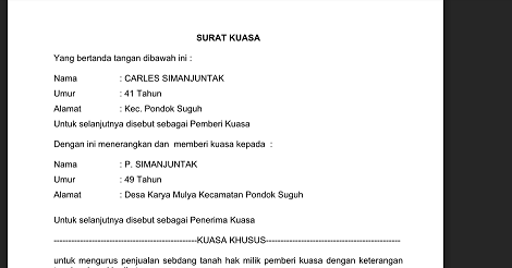 Detail Surat Kuasa Penjualan Tanah Nomer 37