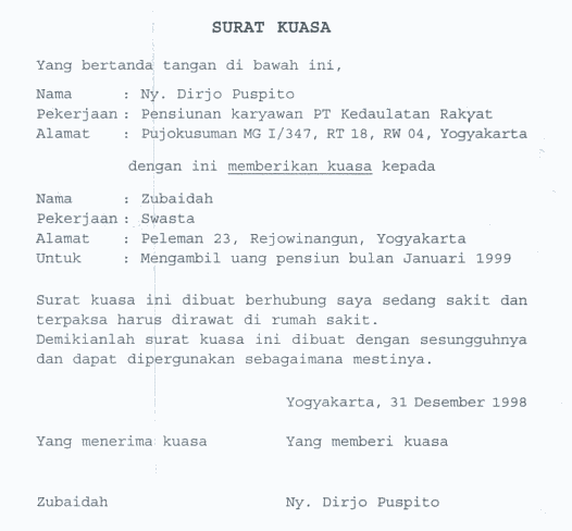 Detail Surat Kuasa Pribadi Nomer 46