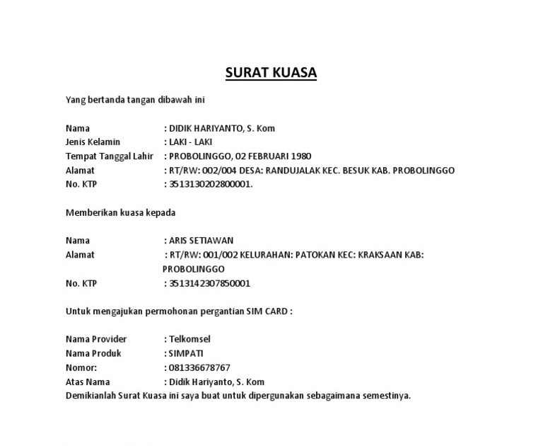 Detail Surat Kuasa Telkomsel Nomer 6