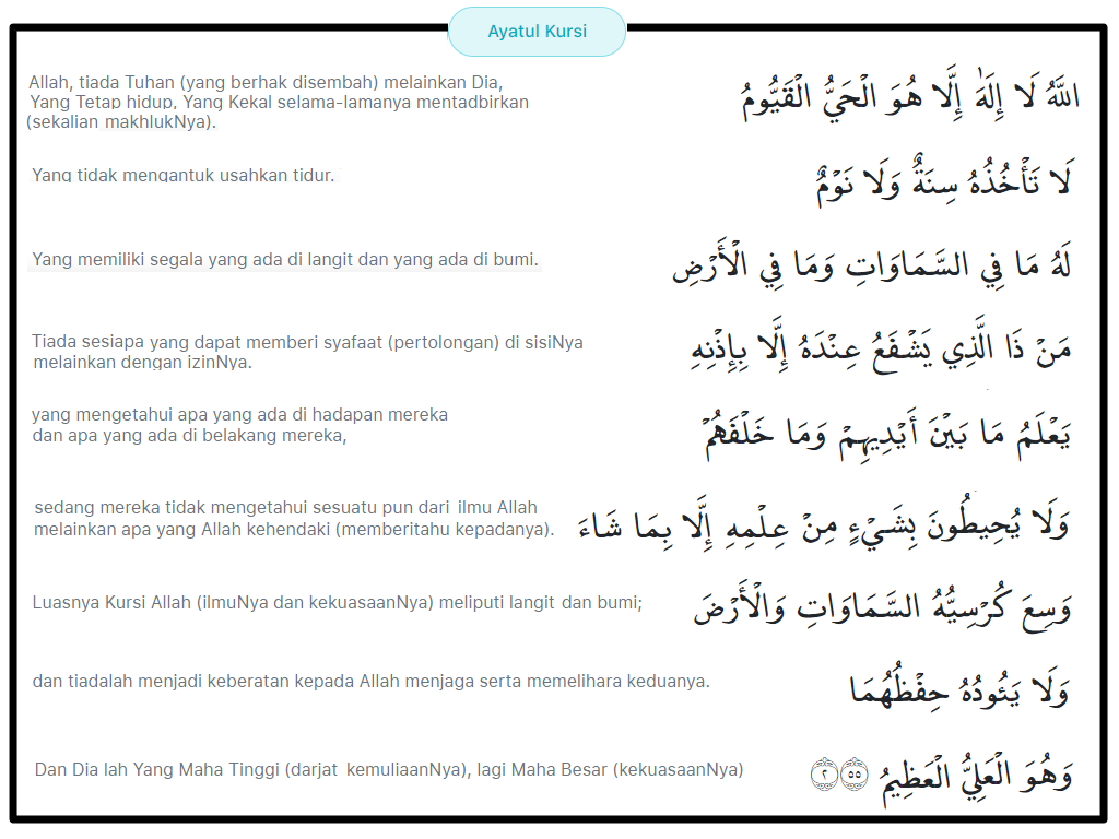 Detail Surat Kursi Dan Terjemahan Nomer 19