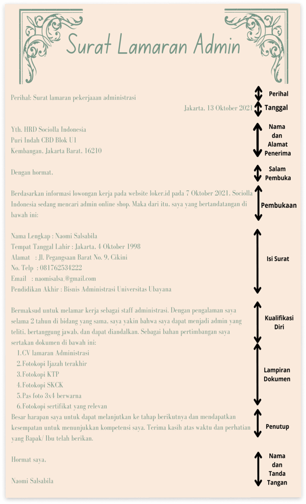 Detail Surat Lamaran Admin Nomer 16