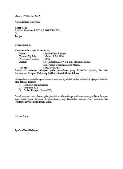 Detail Surat Lamaran Admin Nomer 38