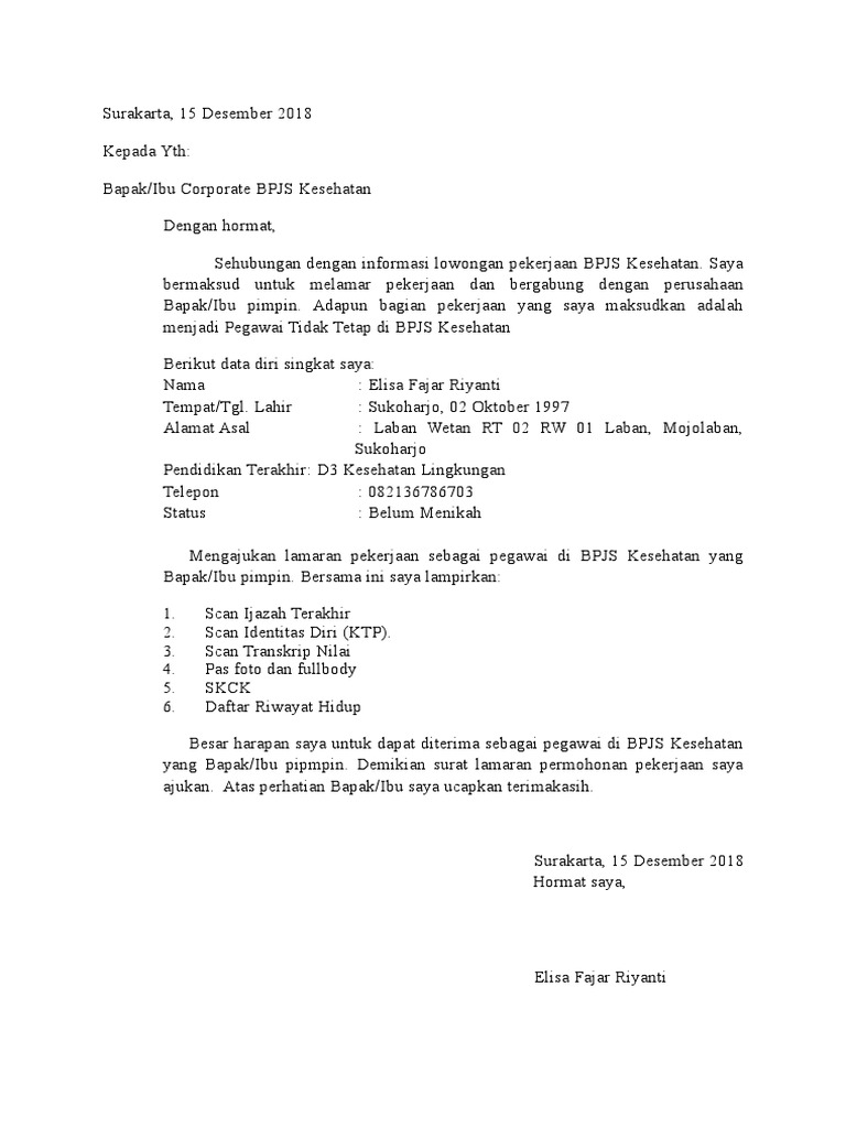 Detail Surat Lamaran Bpjs Nomer 8