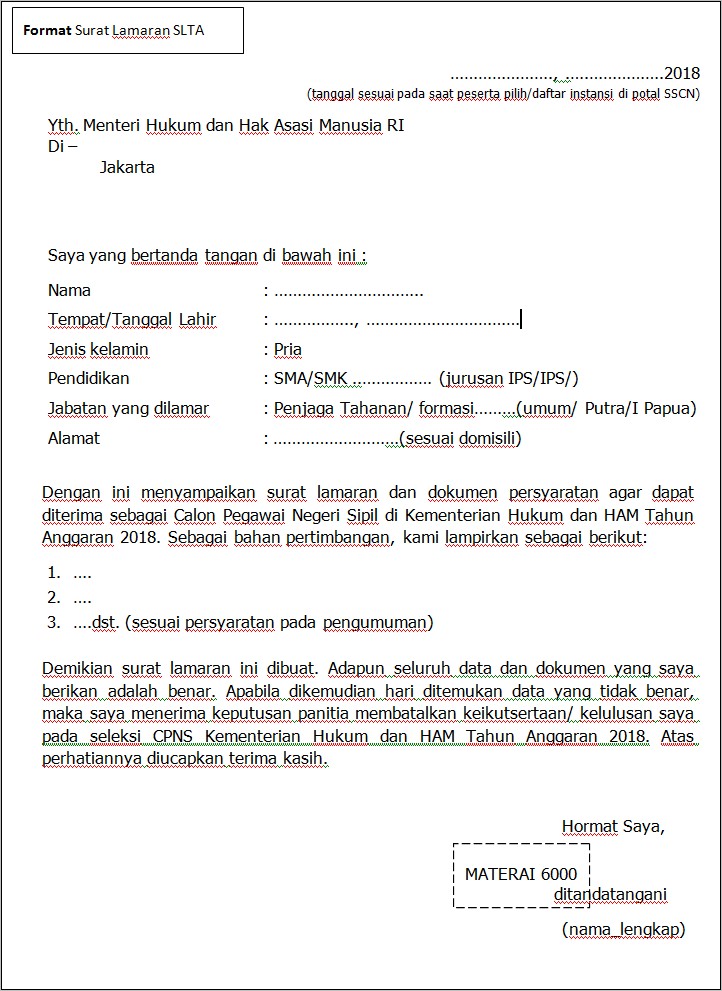 Surat Lamaran Cpns Lipi - KibrisPDR