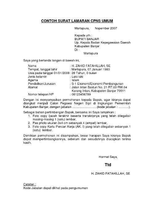 Detail Surat Lamaran Cpns Lipi Nomer 9