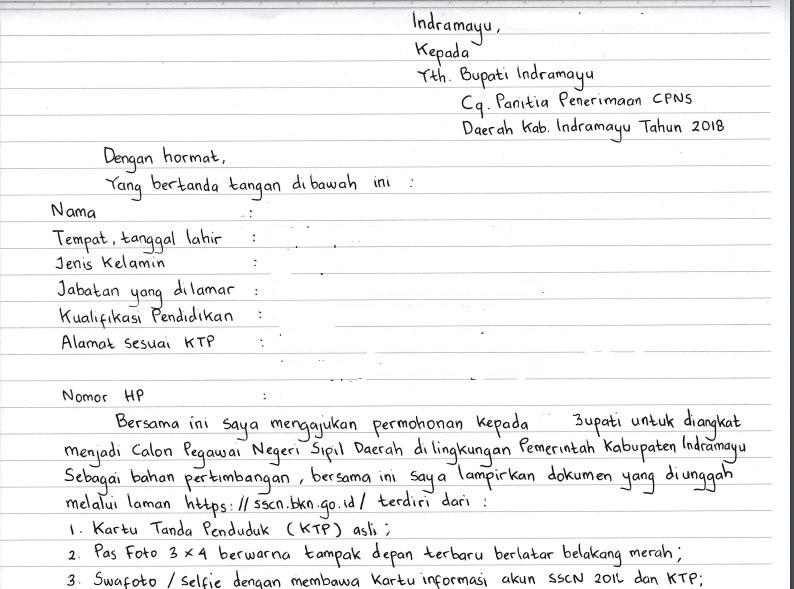 Detail Surat Lamaran Cpns Tulis Tangan Nomer 3