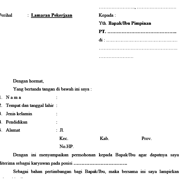 Detail Surat Lamaran Doc Nomer 30