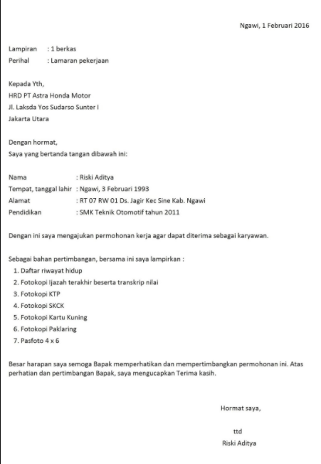 Detail Surat Lamaran Ke Pt Nomer 36