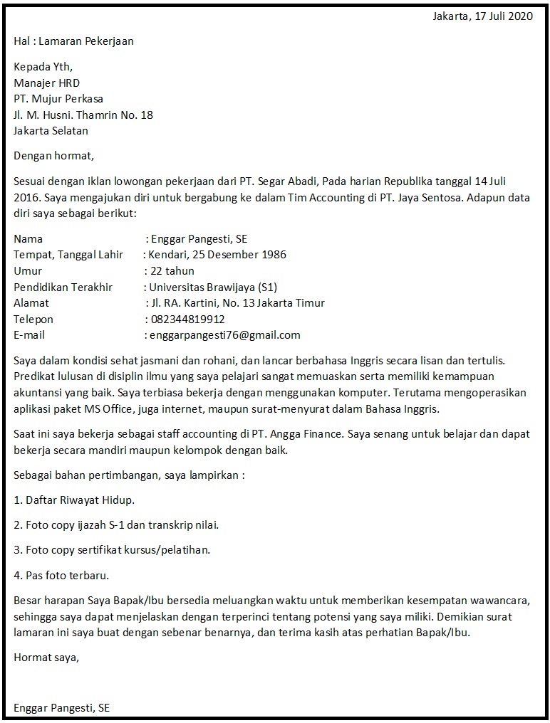 Detail Surat Lamaran Kerja Accounting Nomer 17