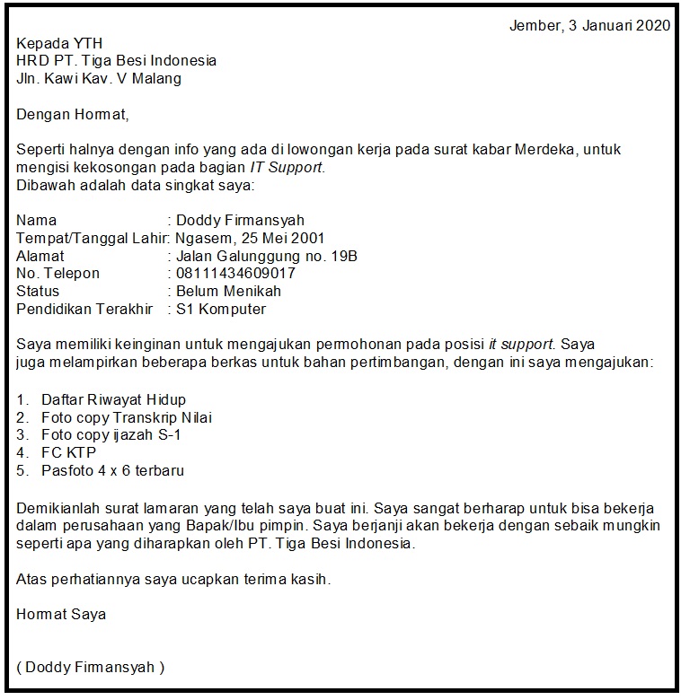 Detail Surat Lamaran Kerja Beli Di Fotocopy Nomer 27