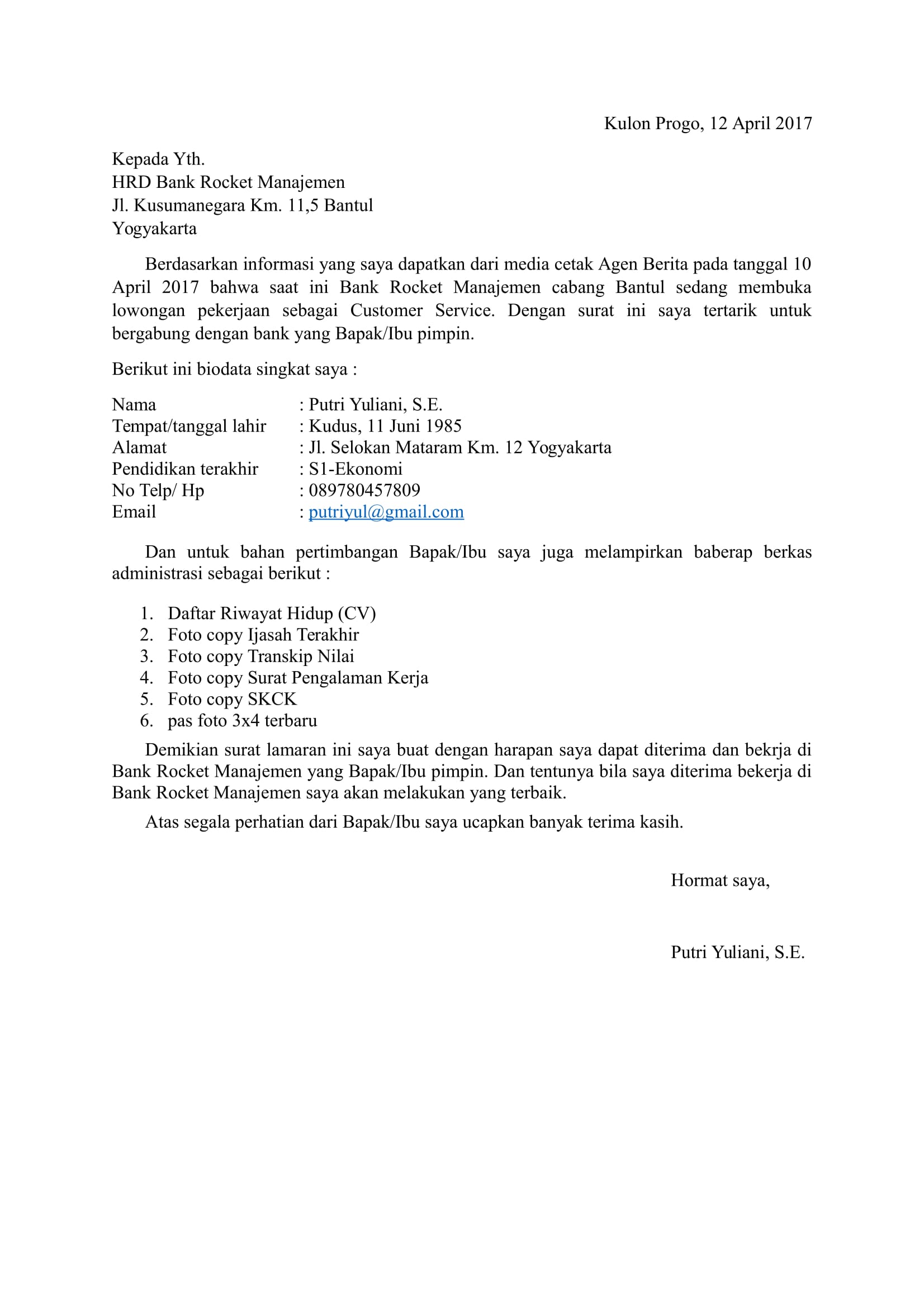 Detail Surat Lamaran Kerja Doc Nomer 14