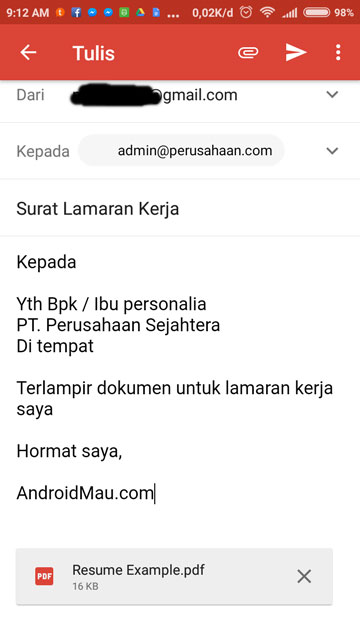 Detail Surat Lamaran Kerja Lewat Email Hp Nomer 23