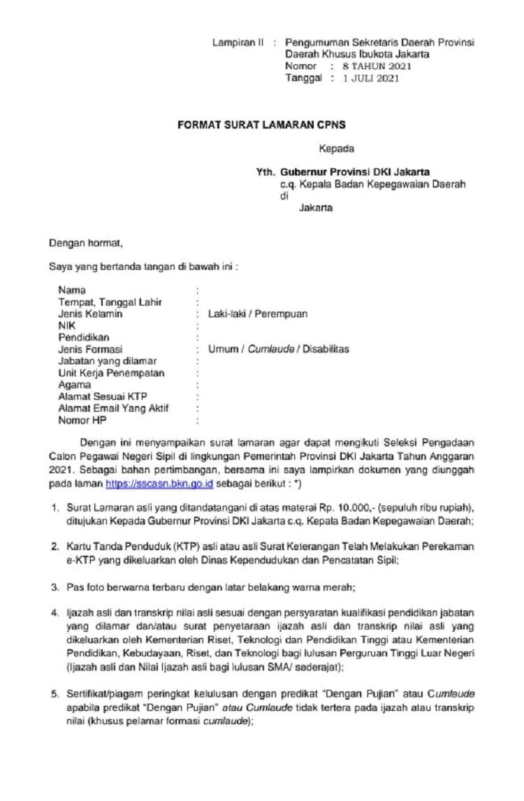 Halaman unduh untuk file surat lamaran kerja pakai materai atau tidak