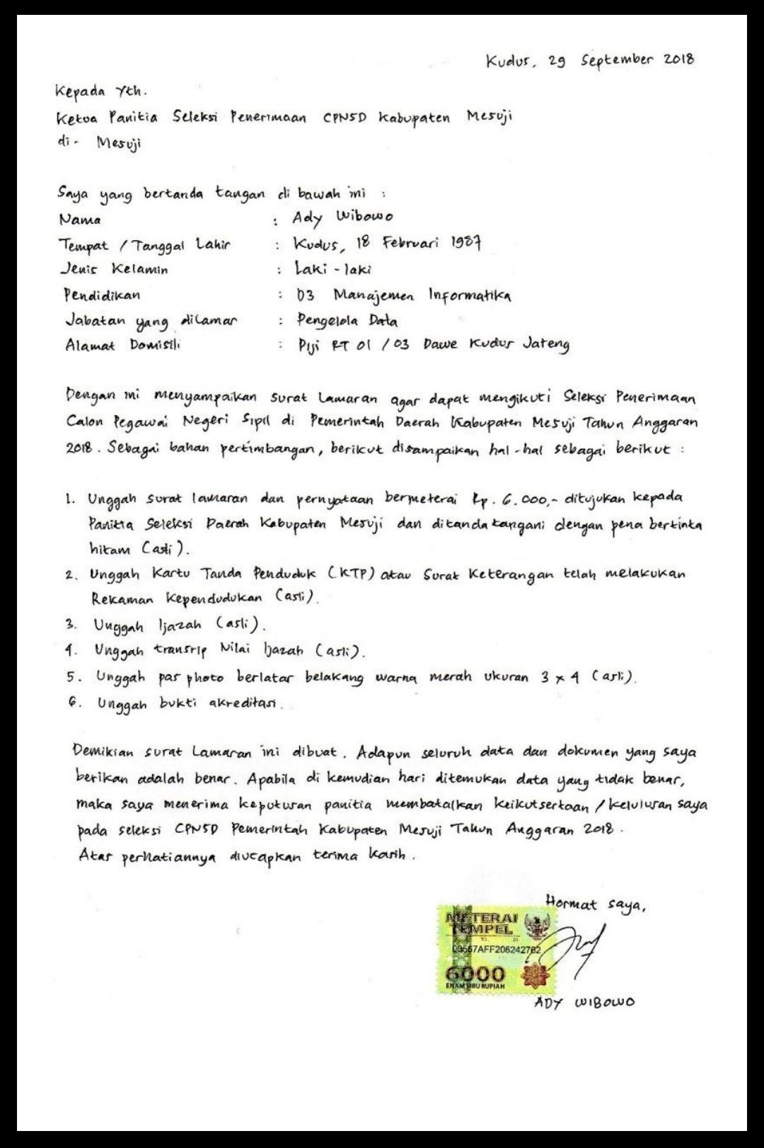 Surat lamaran kerja pakai materai atau tidak 48 koleksi gambar