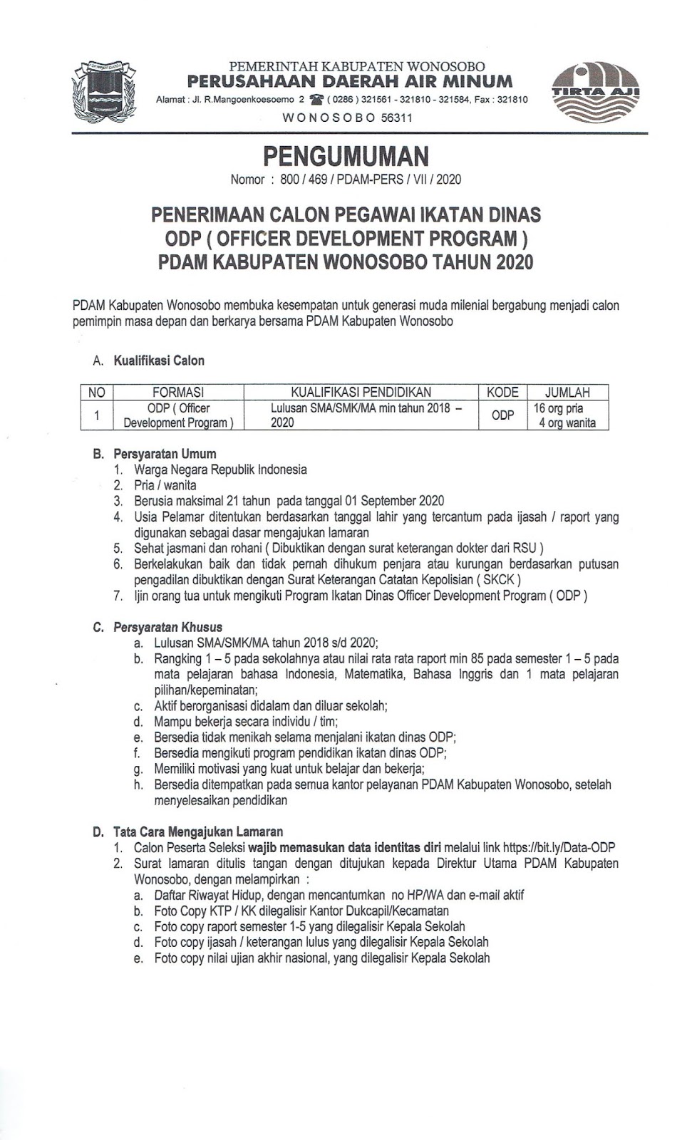 Detail Surat Lamaran Kerja Pdam Nomer 35