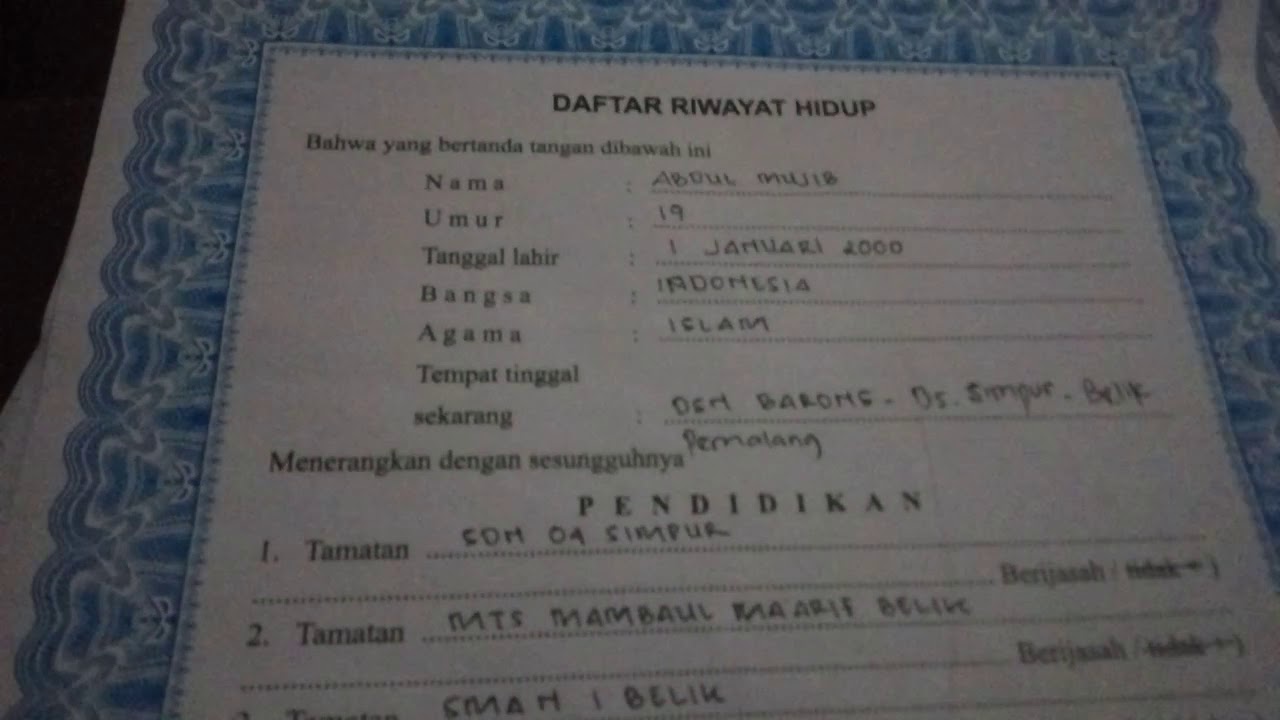 Detail Surat Lamaran Kerja Riwayat Hidup Nomer 40