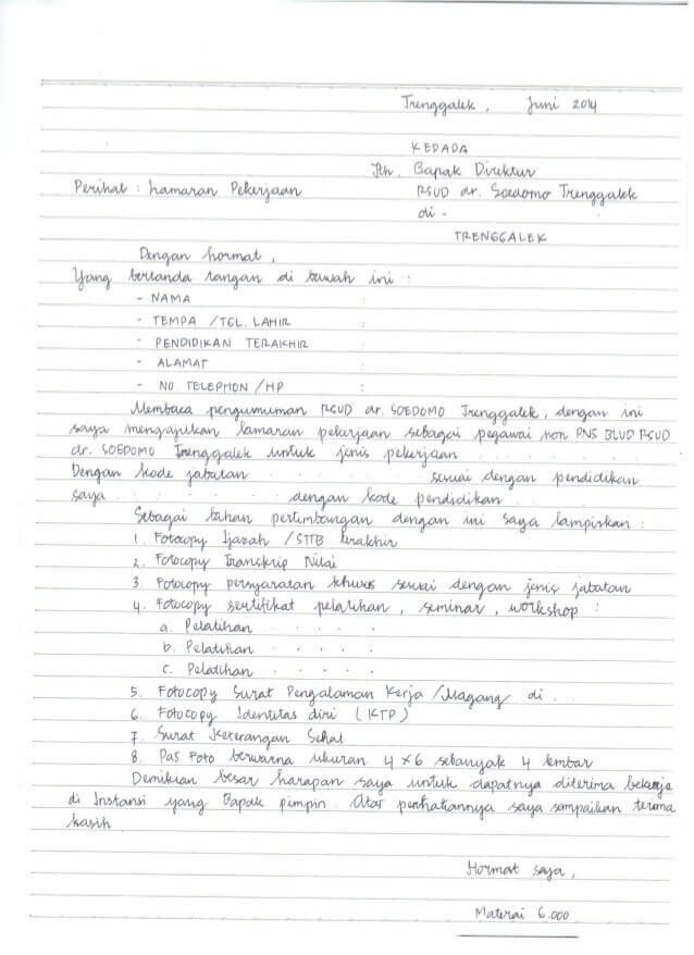 Detail Surat Lamaran Kerja Rs Nomer 46