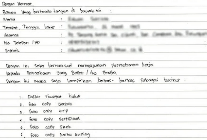 Detail Surat Lamaran Kerja Tulis Tangan Yang Benar Nomer 45