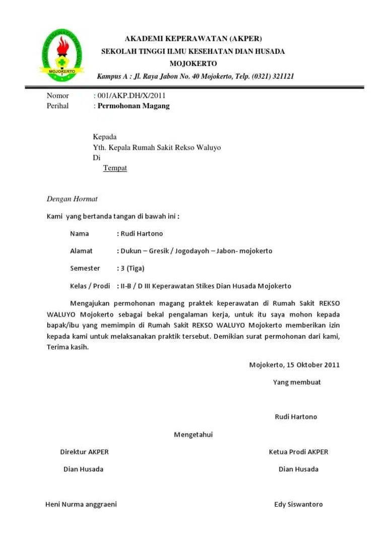 Detail Surat Lamaran Magang Nomer 13