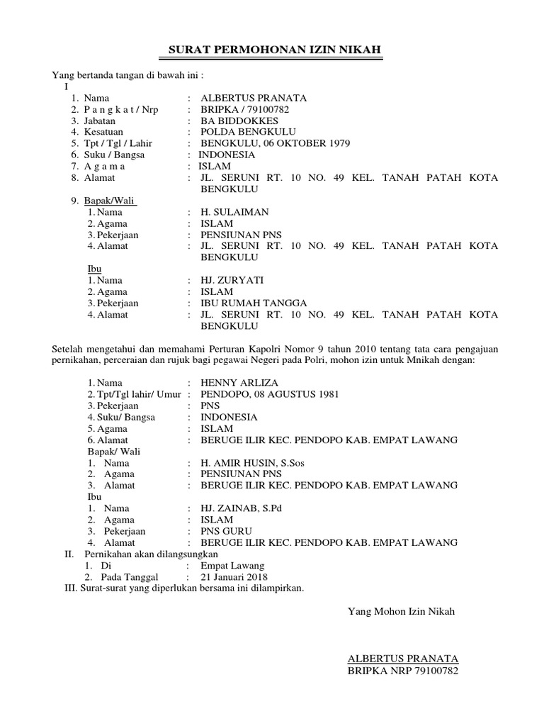 Detail Surat Lamaran Nikah Nomer 11