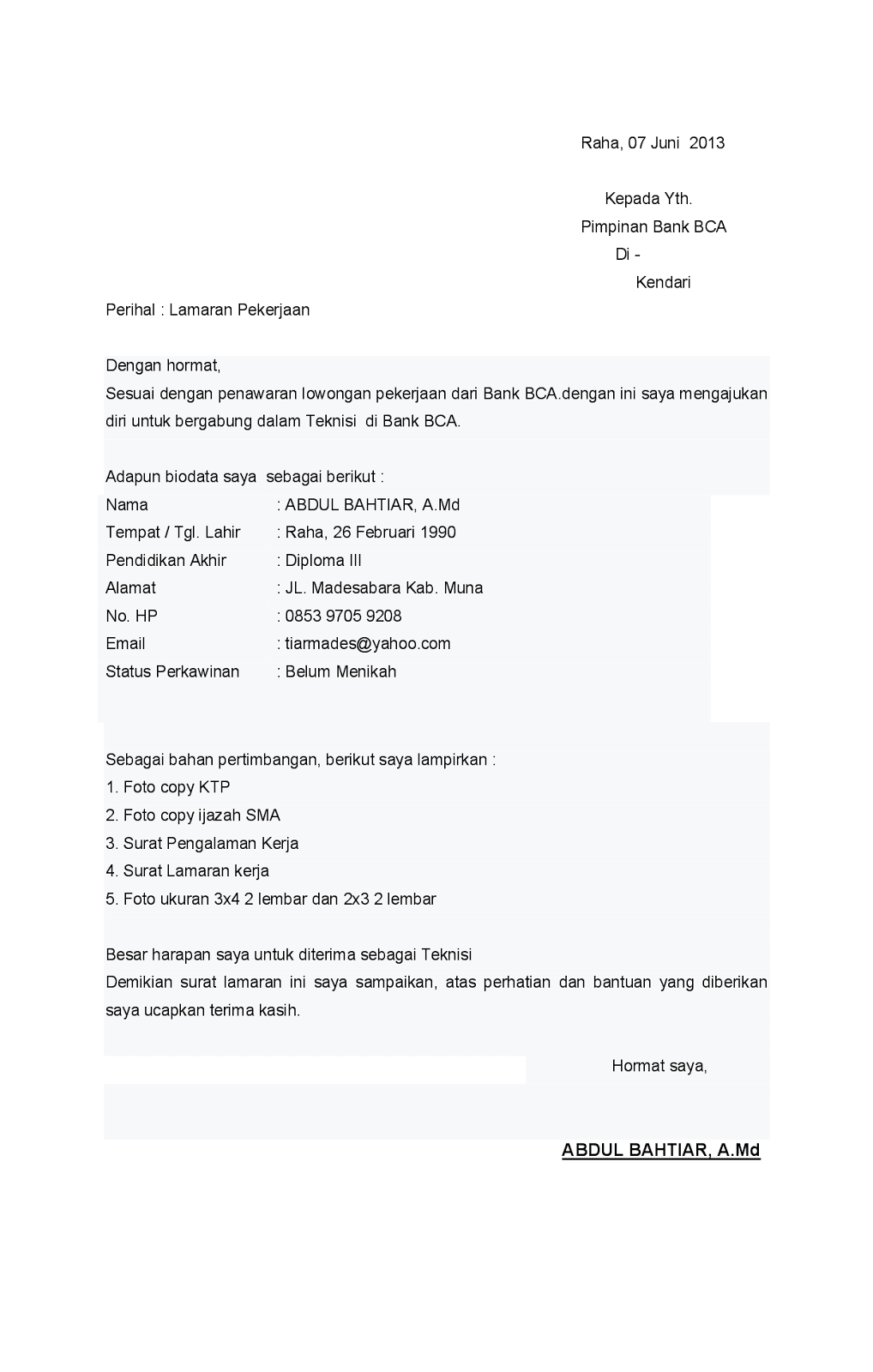 Detail Surat Lamaran Pekerjaan Bank Nomer 12