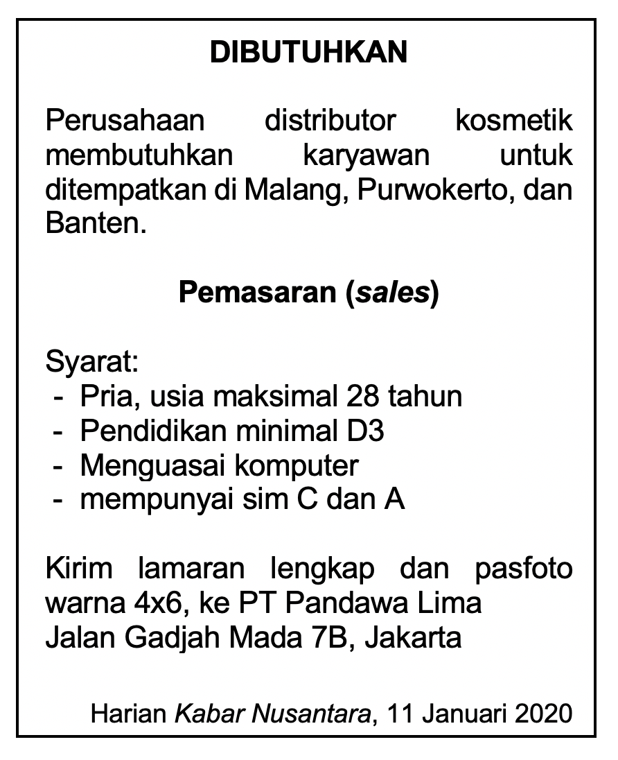 Detail Surat Lamaran Pekerjaan Dari Iklan Nomer 28