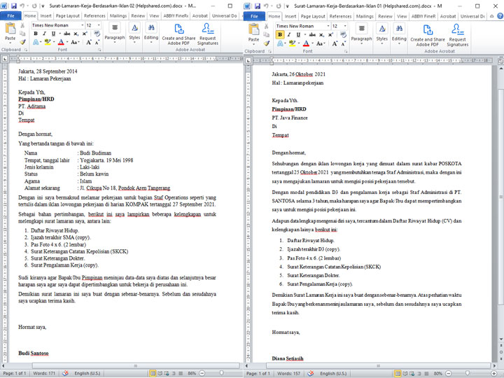 Detail Surat Lamaran Pekerjaan Dari Iklan Nomer 49