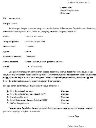 Detail Surat Lamaran Pekerjaan Lulusan Sma Nomer 5