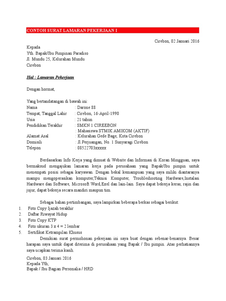 Detail Surat Lamaran Pekerjaan Singkat Nomer 28
