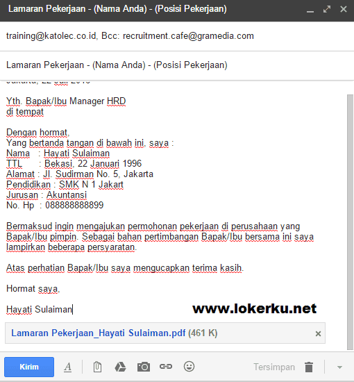 Detail Surat Lamaran Pekerjaan Via Email Nomer 16