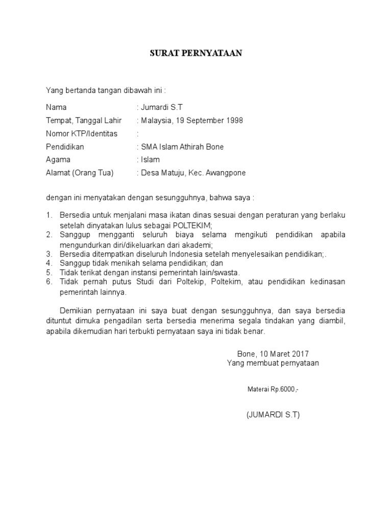 Detail Surat Lamaran Poltekim Nomer 11