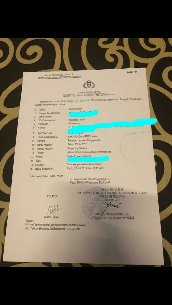 Detail Surat Laporan Polisi Kasus Penipuan Nomer 29