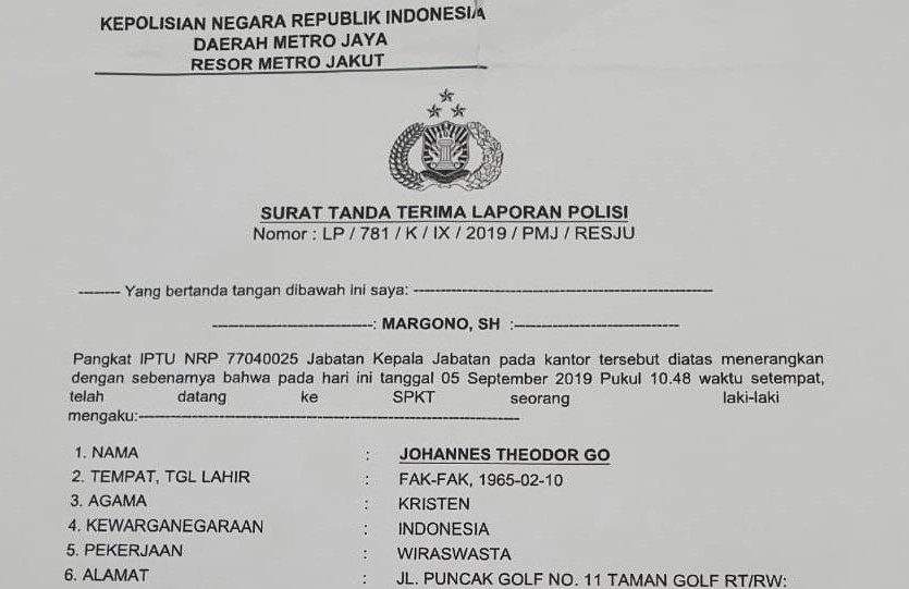 Detail Surat Laporan Polisi Kasus Penipuan Nomer 37