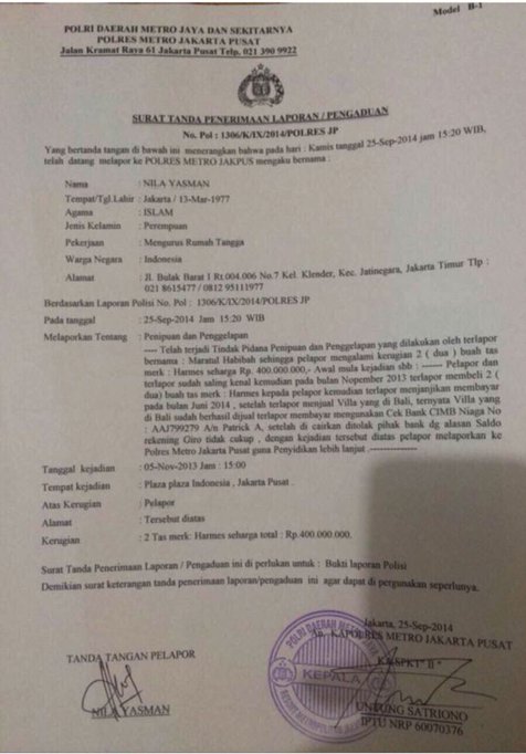 Detail Surat Laporan Polisi Kasus Penipuan Nomer 48