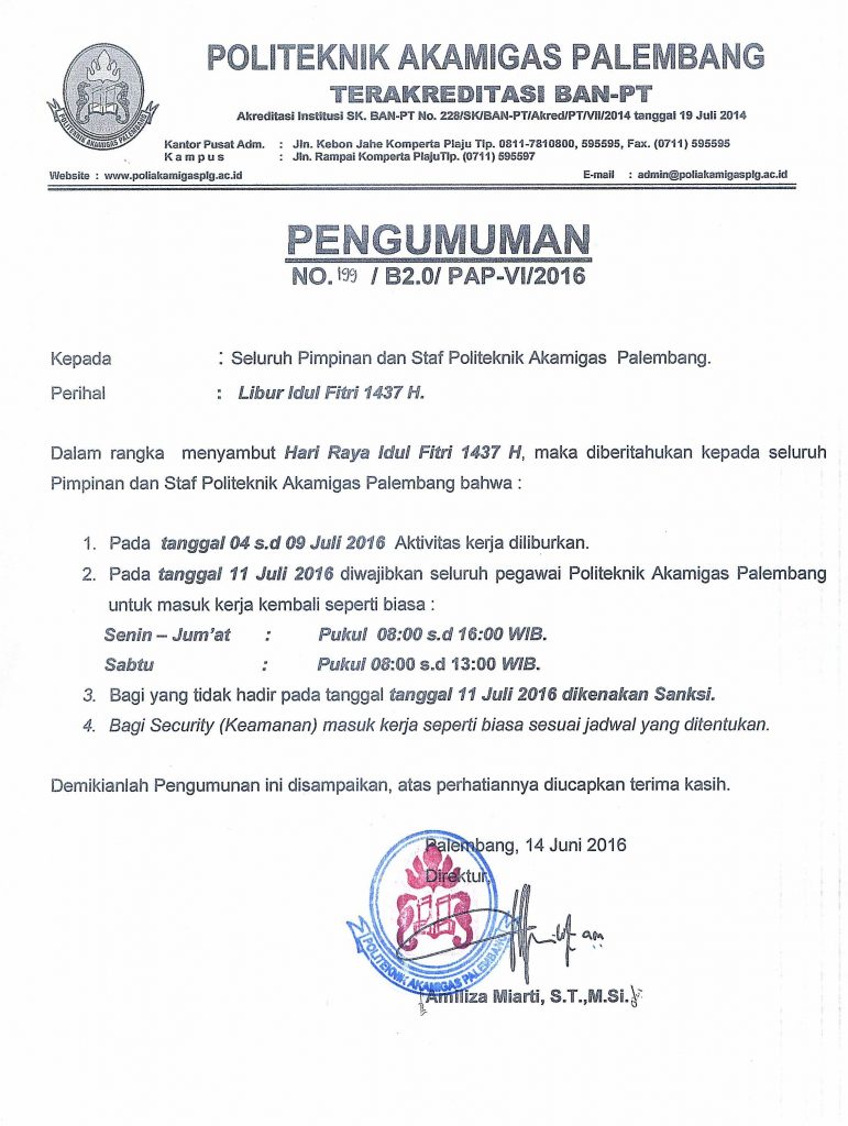 Detail Surat Libur Idul Fitri Nomer 9