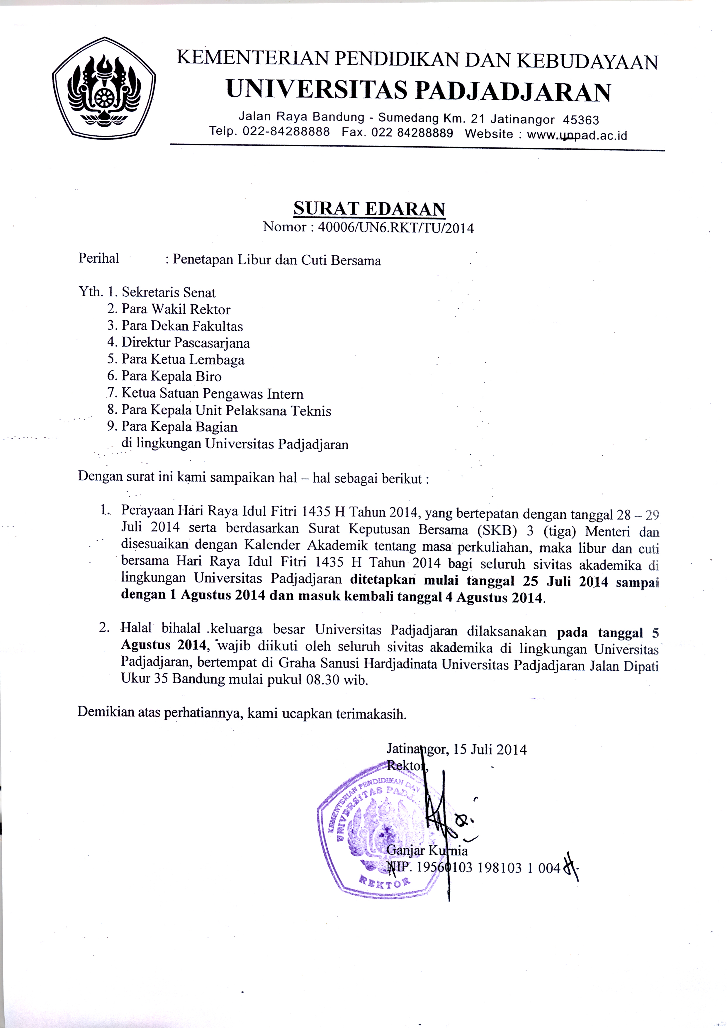 Detail Surat Libur Idul Fitri Nomer 3