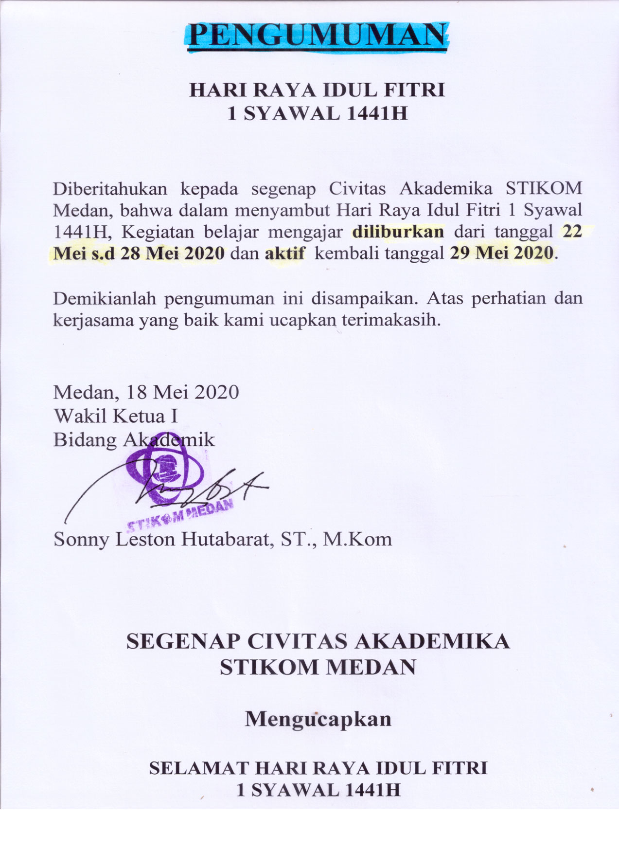 Detail Surat Libur Idul Fitri Nomer 4