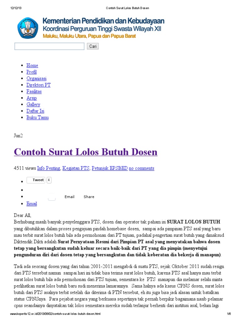 Detail Surat Lolos Butuh Nomer 49