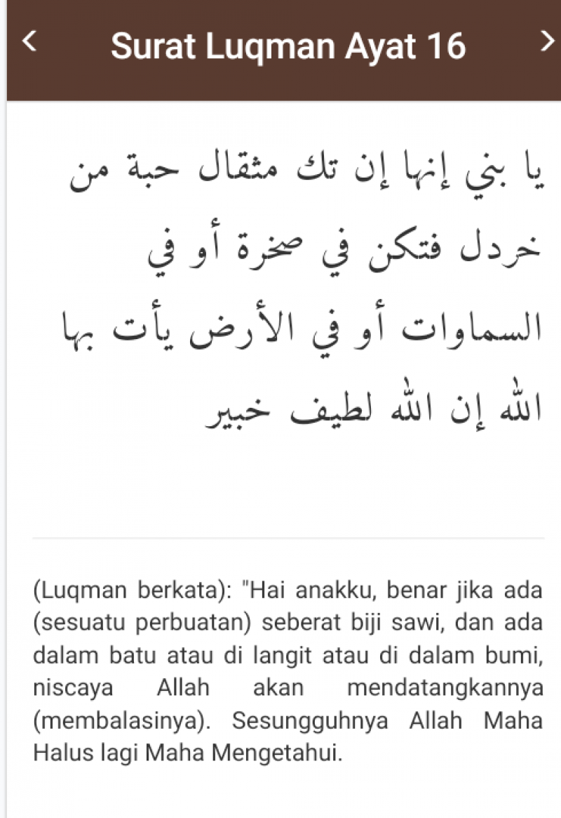 Detail Surat Luqman Ayat 16 Nomer 9