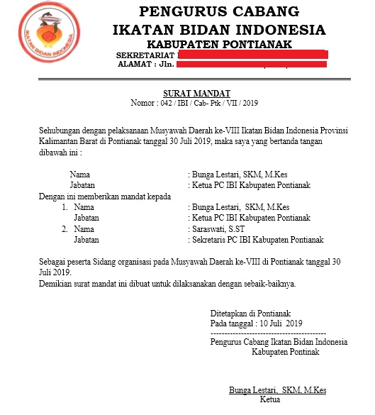 Detail Surat Mandat Organisasi Nomer 2