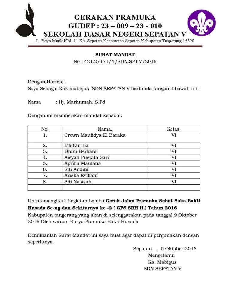 Detail Surat Mandat Organisasi Nomer 18